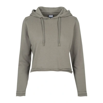 Image of Urban Classics Cropped Terry Hoody Hoodie, Women&#039;s, Size: Large, Army green