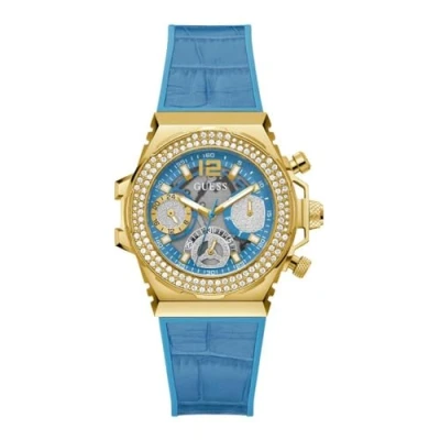 Image of GUESS Ladies 36mm Watch Turquoise Strap Dial Gold Tone Case, Blue, one, strip