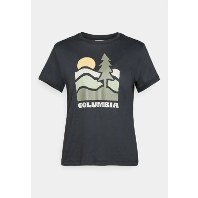 Image of Columbia RUBY SPRINGS Graphic Fitted Print Tshirt, Women&#039;s, Size: Large, Black
