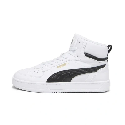Image of puma Caven 2.0 MID JR Unisex Hightop trainers whitepuma blackgold for kids, Size: 6, white black gold Imitation leather/ textile