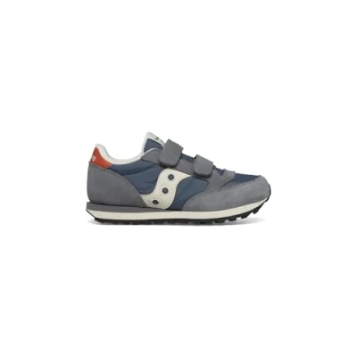 Image of Saucony JAZZ Double Unisex Trainers for kids, Size: 2.5, Grey/blue/orange Leather/synthetics