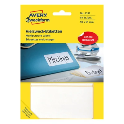 Image of Avery Zweckform 3331 Multipurpose Labels 98 x 51 mm Pack of 84