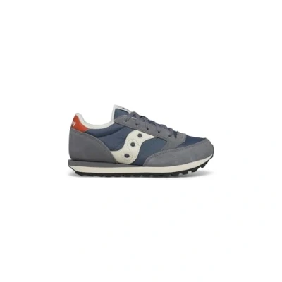 Image of Saucony JAZZ Original Unisex Trainers for kids, Size: 1.5, Grey/blue/orange Leather/synthetics