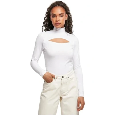 Image of Urban Classics Cutout Turtleneck Long sleeved top, Women&#039;s, Size: Small, White