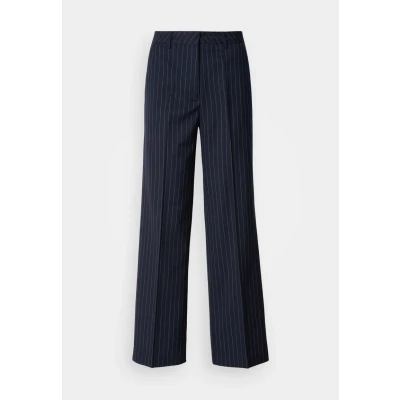 Image of Scotch &amp; Soda Women&#039;s Edie Wide Leg Casual Pants, Night Blue Pinstripe 401, 27W / 30L