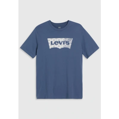 Image of Levi&#039;s Graphic CREW NECK TEE Print Tshirt, Men&#039;s, Size: Small, Batwing fill vintage indigo