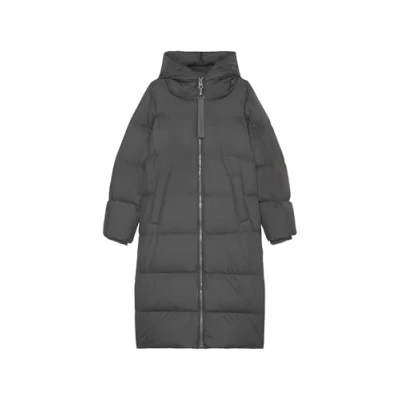 Image of Marc O&#039;Polo Puffer COAT WITH HOOD SIDE Slits Zipper WELT Pockets Backpack Belts Down coat, Women&#039;s, Size: 6, Light graphite