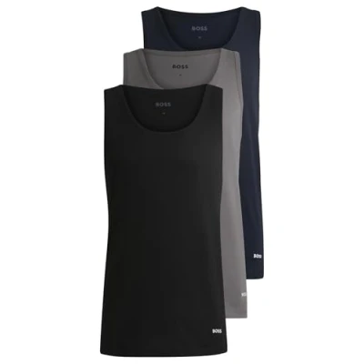 Image of BOSS TANK Classic 3 PACK Undershirt, Men&#039;s, Size: XXL, Black/grey/dark blue
