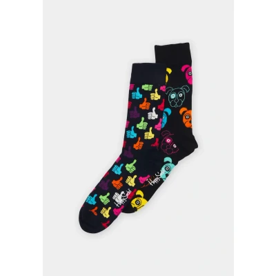 Image of Happy Socks Classic DOG Unisex 2 PACK Socks, Size: 4 7, Multi coloured