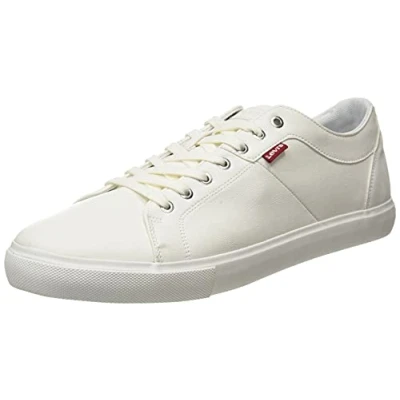 Image of Levi&#039;s Woodward Trainers, Men&#039;s, Size: 7.5, Regular white High quality imitation leather