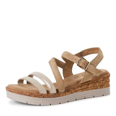 Image of s.Oliver Damen Sandale mit Keilabsatz, beige(BEIGE COMB), 39