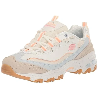 Image of Skechers Women&#039;s D&#039;Lites Bold Views, Natural Leather Mesh Multi Trim, 4.5 UK