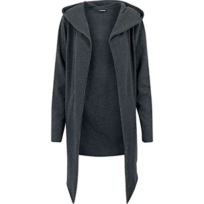 Image of Urban Classics LONG Hooded OPEN EDGE Cardigan Zipup sweatshirt, Men&#039;s, Size: 5XL, Charcoal