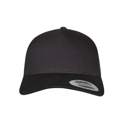 Image of FLEXFIT Trucker Cap, Classic Hat, Baseball Cap with 5 Panel and Mesh Back, Adjustable Hat Plastic Closure, Headwear, Unisex, Size: One Size, Black, Size