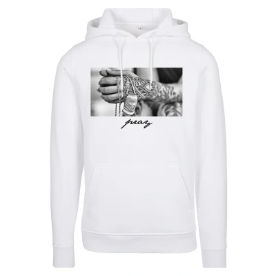 Image of Mister Tee Men&#039;s Pray 2.0 Hoody White S Hooded sweatshirt, S, White,