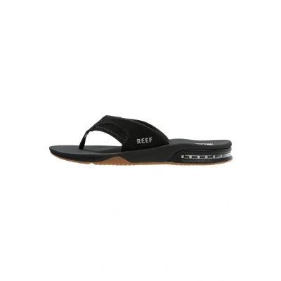 Image of Reef Fanning Tbar sandals, Men&#039;s, Size: 6, Black/silver High quality imitation leather