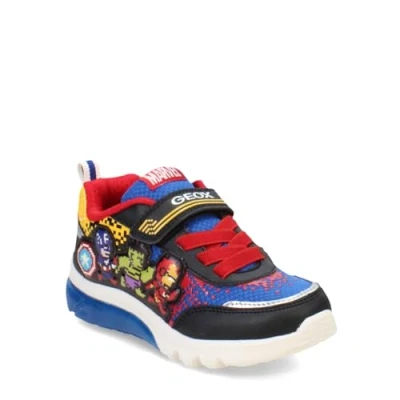 Image of Geox Marvel Avengers Ciberdron BOY Lights Trainers for kids, Size: 1, Black/royal Imitation leather/ textile