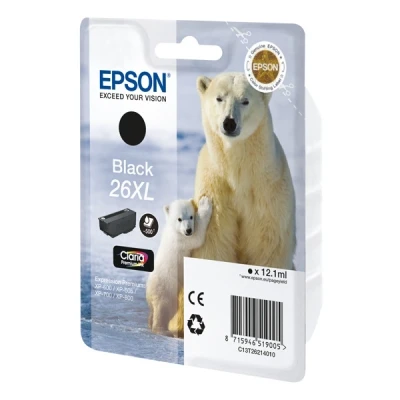 Image of Epson 26XL Polar Bear Black High Yield Genuine, Claria Premium Ink Cartridge