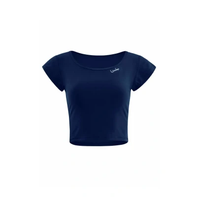 Image of Winshape Functional Light AND SOFT Cropped Kurzarm Sports Tshirt, Women&#039;s, Size: XS, Dark blue