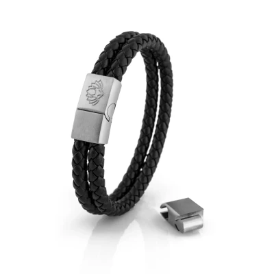Image of Akitsune Simplicitas Bracelet, Men&#039;s, Size: 8,66&#039;&#039;, Silver black