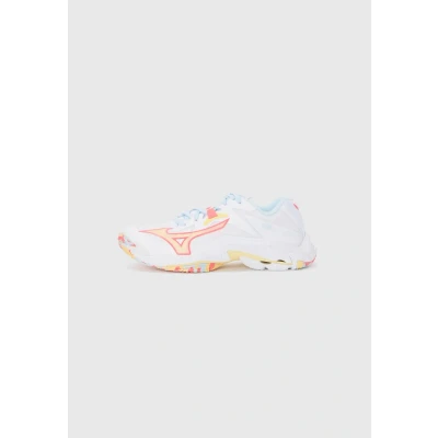 Image of Mizuno WAVE LIGHTNING Z8 Volleyball Shoes White/Calypso Coral/Pale Banana Women Size 4,5