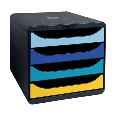 Image of Exacompta Ref. 3104202D BIG Box 1 with 4 open drawers for A4+ document External dimensions: Depth 34.7 x width 27.8 Height 26.7 cm random colours