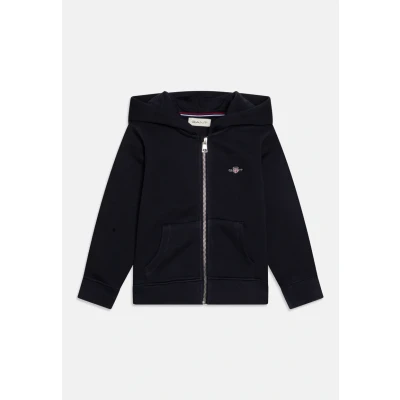 Image of GANT Shield ZIP Hoodie Unisex Zipup sweatshirt for kids, Size: 24m, Evening blue