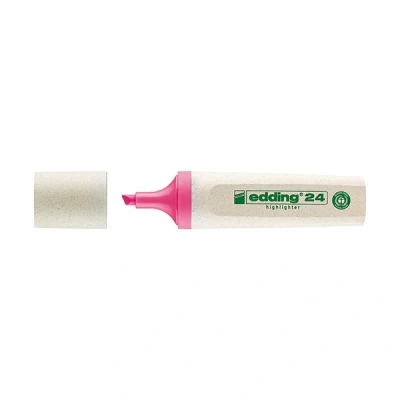Image of edding 24 EcoLine Highlighter Pink 1 Marker Chisel Tip 2 5mm For Quick and Easy Marking Highlighting Texts Notes Refillable, Made from Recyclable Material