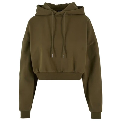 Image of Urban Classics Cropped Heavy Hoodie, Women&#039;s, Size: Large, Summerolive