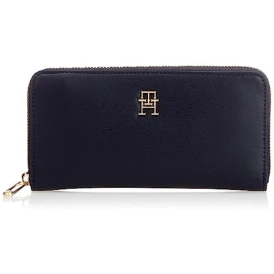 Image of Tommy Hilfiger Iconic Large Za Travel Accessory Bifold Wallet for Women, Blue (Space Blue), OS