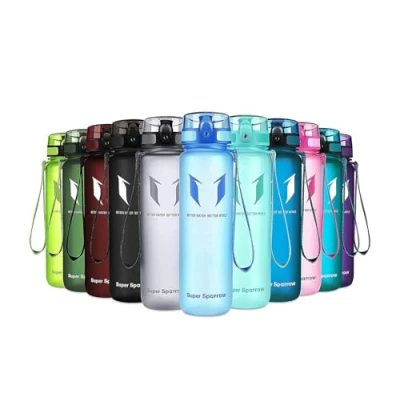 Image of Super Sparrow Sports Water Bottle 750ml Non Toxic BPA Free &amp; Eco Friendly Tritan Co Polyester Plastic For Running, Gym, Yoga, Outdoors and Camping