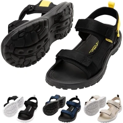 Image of CRESSI Pete Sandal Black/Yellow 44 Unisex Ideal for Summer Days at the Beach, Designed Comfort and Practicality in Aquatic Environments, Black/Yellow,