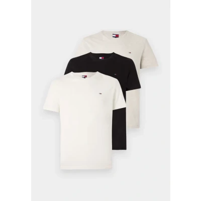 Image of Tommy Jeans Men&#039;s S/S T Shirt, Multi (Black/Lt Grey Htr/Ecru), XS