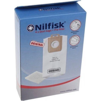 Image of nilfisk 128389187 vacuum cleaner bag dust bags x 4 suitable for