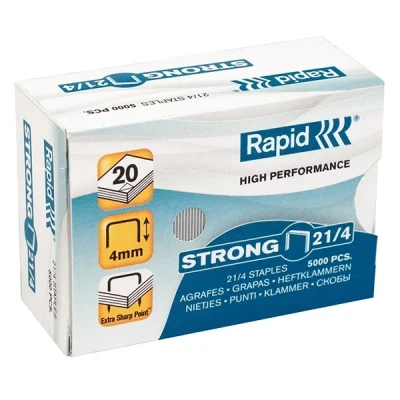 Image of Rapid 21/4mm Strong Staples, 5000 Pieces, Galvanized Wire, for Stapling up to 15 Sheets, Silver, Suitable Desktop Staplers and Pliers, 24867400