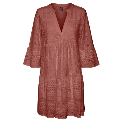 Image of Vero Moda Vmhoney V NECK Tunic Day dress, Women&#039;s, Size: Medium, Rose brown