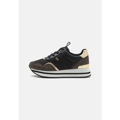 Image of Michael Kors Women&#039;s Raina Trainer Sneaker, Blk Brown, 5 UK