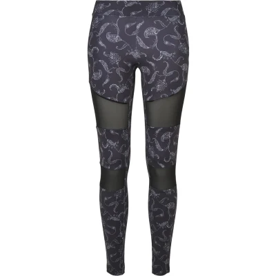 Image of Urban Classics Women&#039;s Ladies Tech Mesh AOP Leggings, Blackpaisley, XS