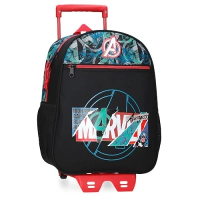 Image of Marvel Joumma Shield School Backpack with Trolley Black 27x33x11cm Polyester 9.8L, Black/White, Trolley,