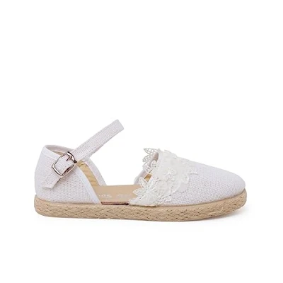 Image of Pisamonas Ceremonia Espadrilles for kids, Size: 7K, Blanco Textile