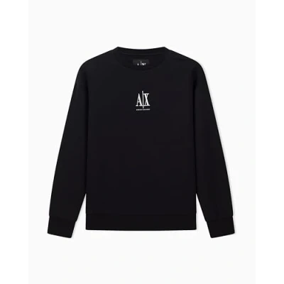 Image of Armani Exchange Women&#039;s Icon Project, Embroidered Logo, Crewneck Sweatshirt, Black, XS