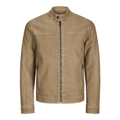 Image of Jack &amp; Jones Ewarner Faux leather jacket, Men&#039;s, Size: Small, Braun