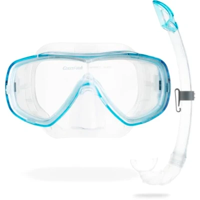 Image of CRESSI Onda Combo Set Transparent/Aquamarine Mask + Snorkel Mexico, Transparent/Aquamarine, One Size, Unisex Adult