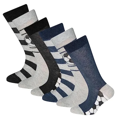 Image of Ewers Fussball Ringel 6 PACK Socks for kids, Size: 12 2, Schwarz/tinte