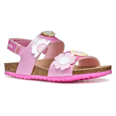 Image of Geox Adriel GIRL Sandals for kids, Size: 11K, Dark pink/light yellow High quality imitation leather