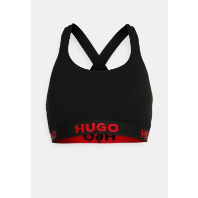 Image of HUGO Bralette Padded Sporty LOGO Bustier, Women&#039;s, Size: XXL, Black