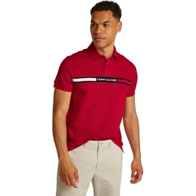 Image of Tommy Hilfiger Chest Insert Polo shirt, Men&#039;s, Size: Medium, Medium red