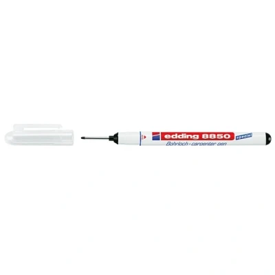 Image of edding 8850 carpenter pen black 1 round nib mm long marker for marking hard to reach places 20 extra