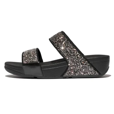 Image of Fitflop LULU Multitonal Glitter Pool slides, Women&#039;s, Size: 6.5, Black multi Synthetics