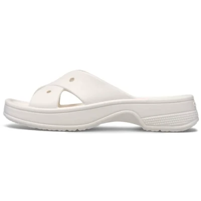 Image of Crocs Womens Cross Strap Pool slides, Women&#039;s, Size: 8, Chalk Synthetics